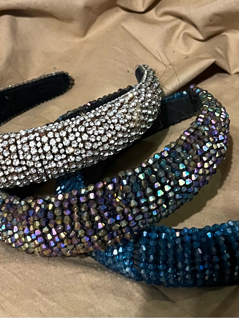 Crystal Embellished Headband - Blue Iridescent